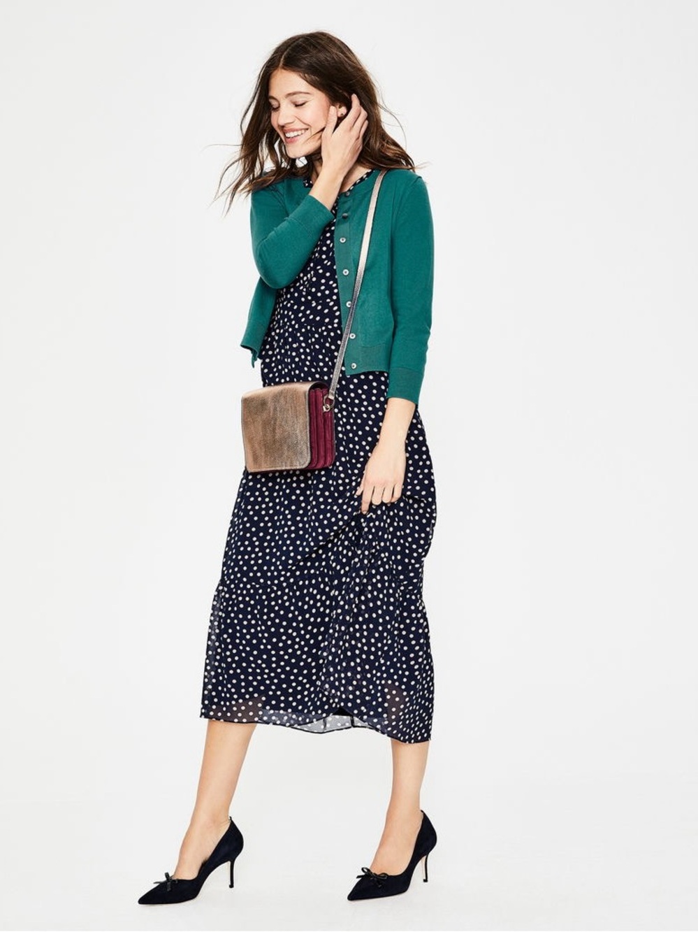 Boden Amelia Crop Cardigan Dark Green Size Small - Picture 2 of 11